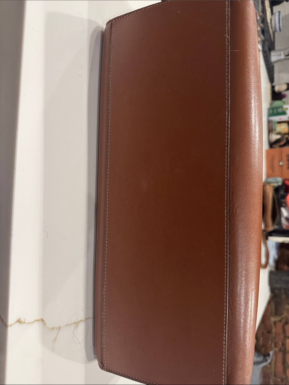 Classic Brown Leather Celine Tote/Shoulder bag. Gold Accents from Paris. - Picture 6 of 10
